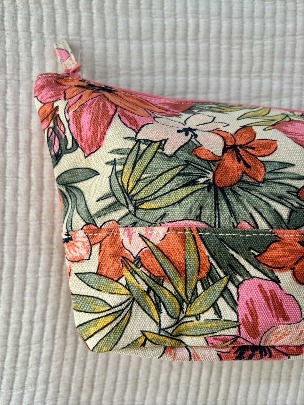 Billabong Tropical Floral Canvas Zipper Pouch Boho Beach Accessory - Picture 9 of 15